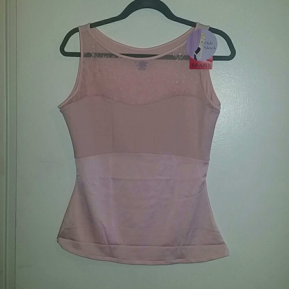NEW Spanx Black and Pink Hide & Sleek Tanks Sz XL